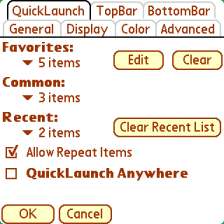 quicklaunch tab